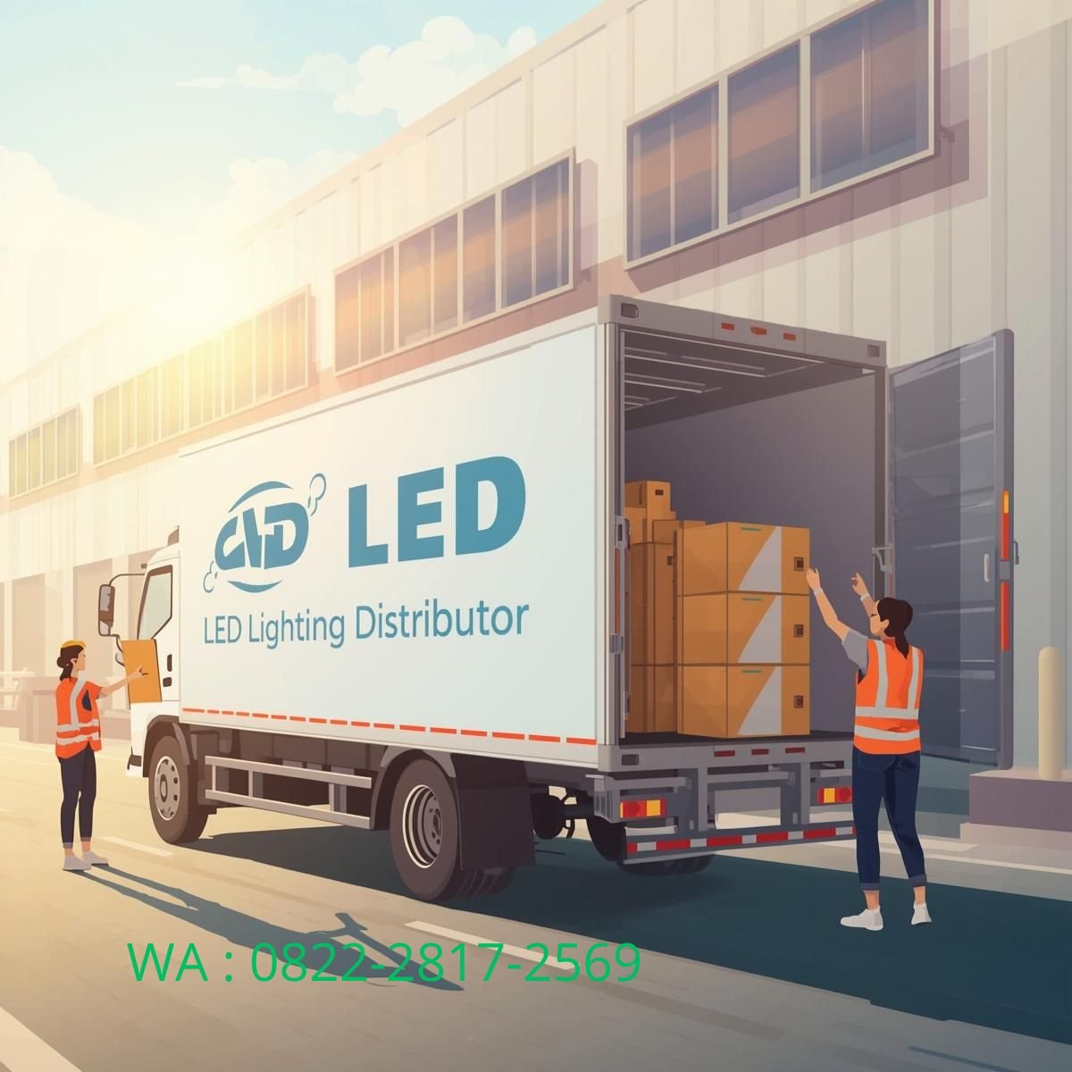 aktifitas pengiriman distributor lampu led