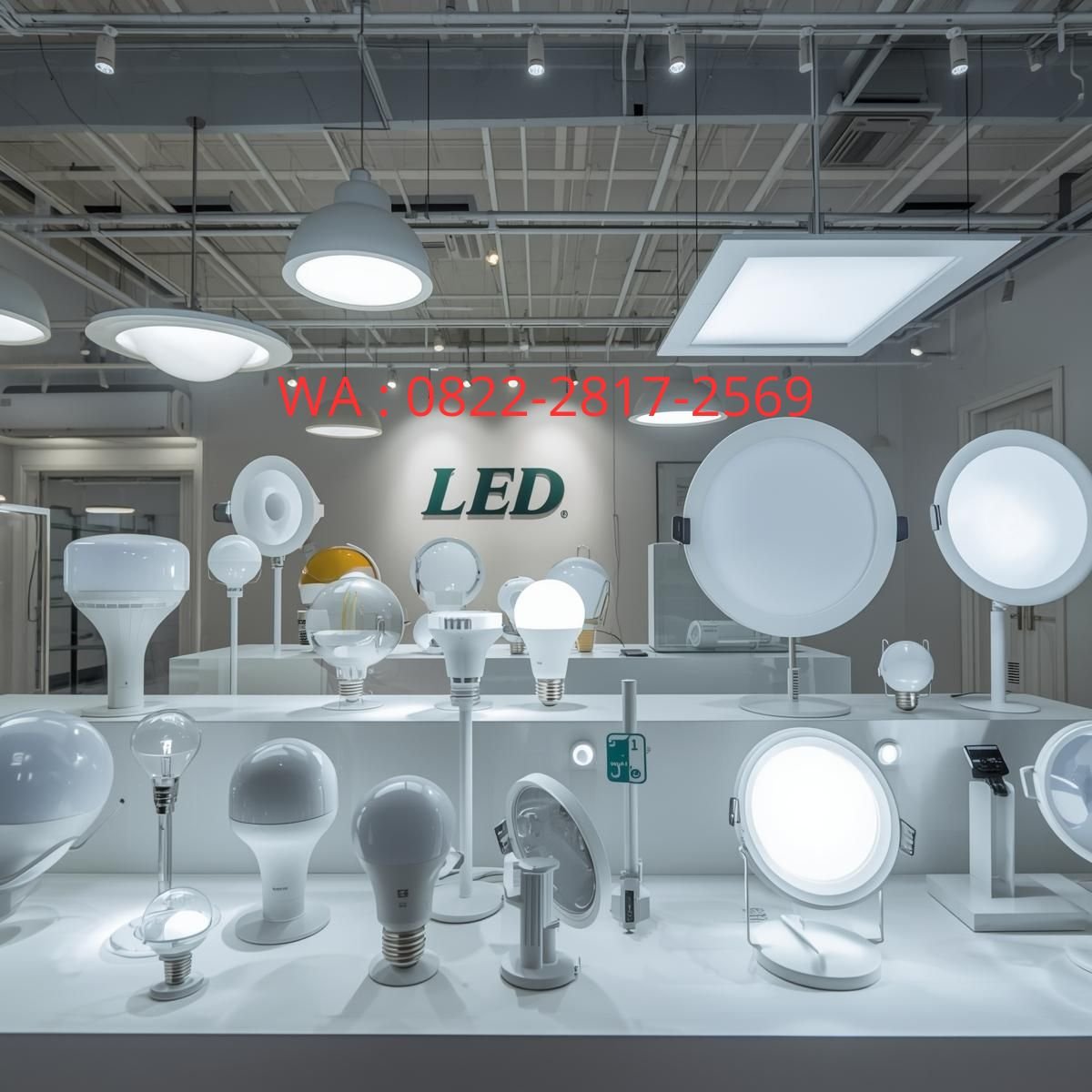 display produk lampu led