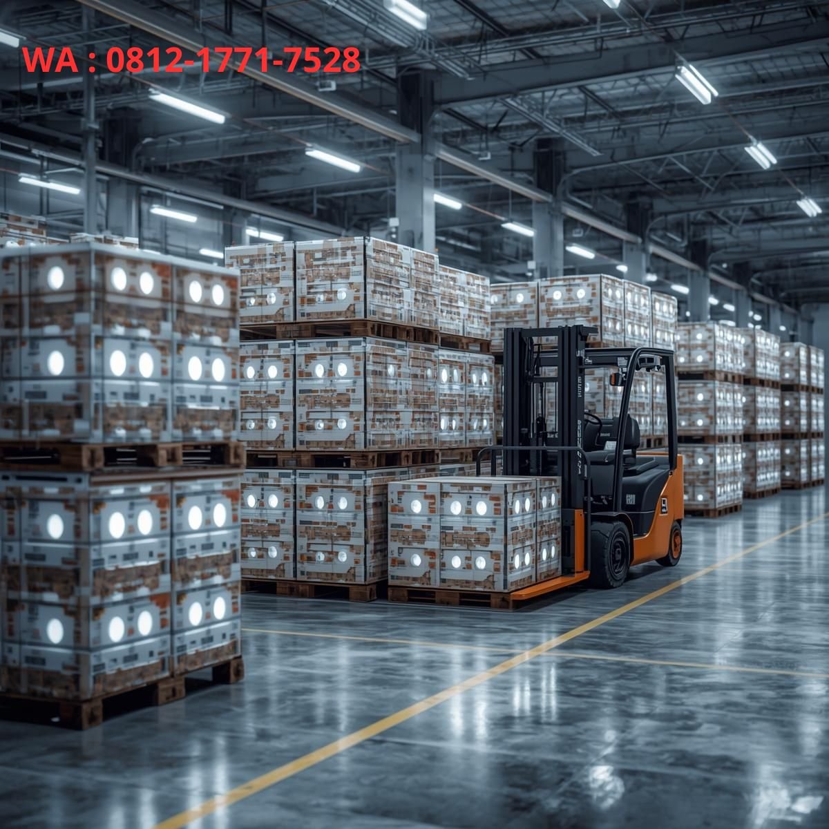 gudang & pengemasan pabrik lampu