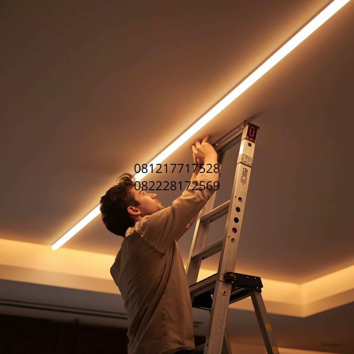 tutorial lampu LED strip ceiling
