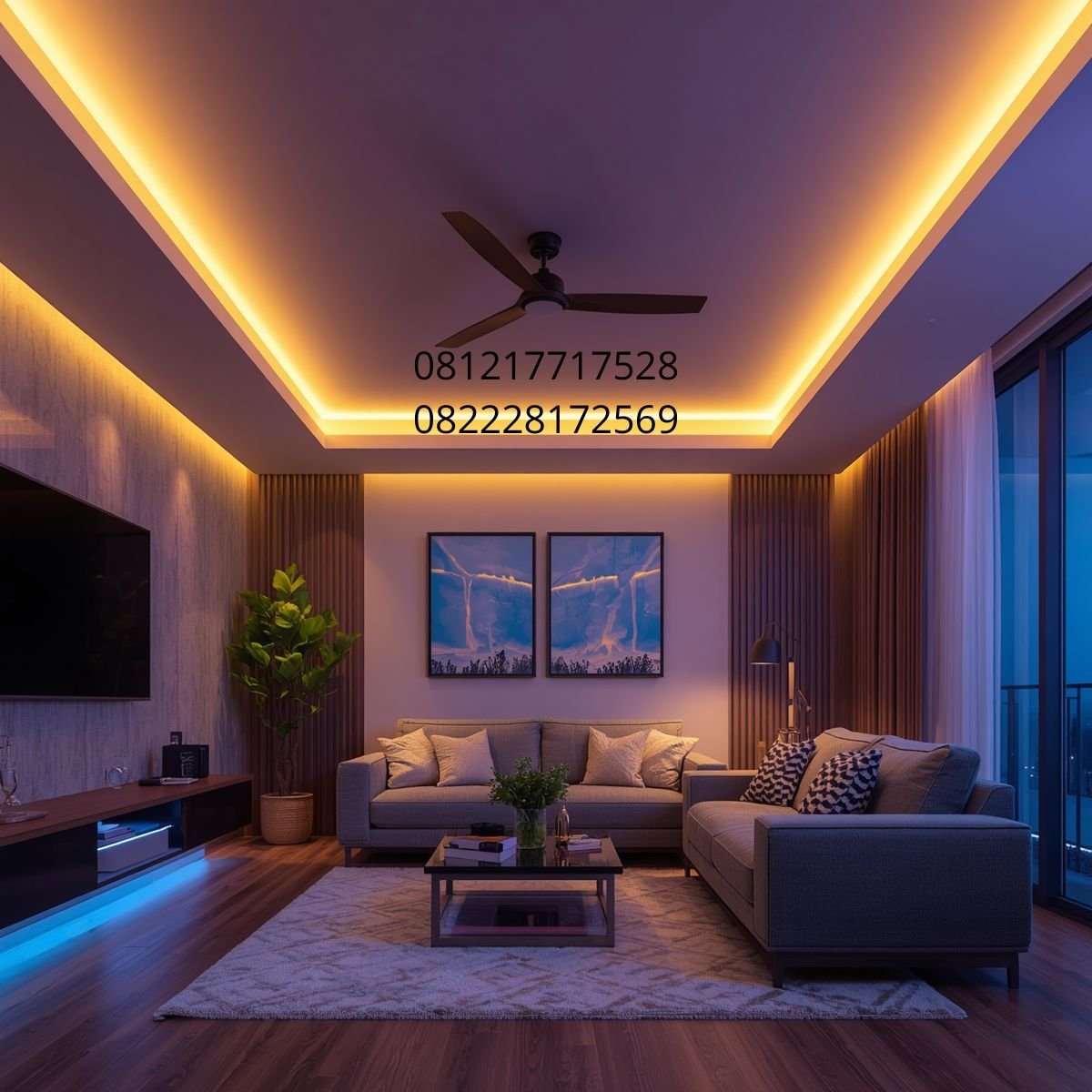 cara instalasi LED strip plafon gypsum