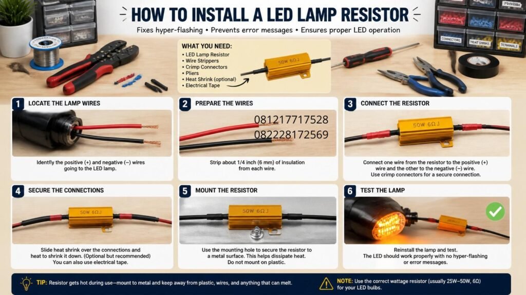 cara memasang resistor lampu LED