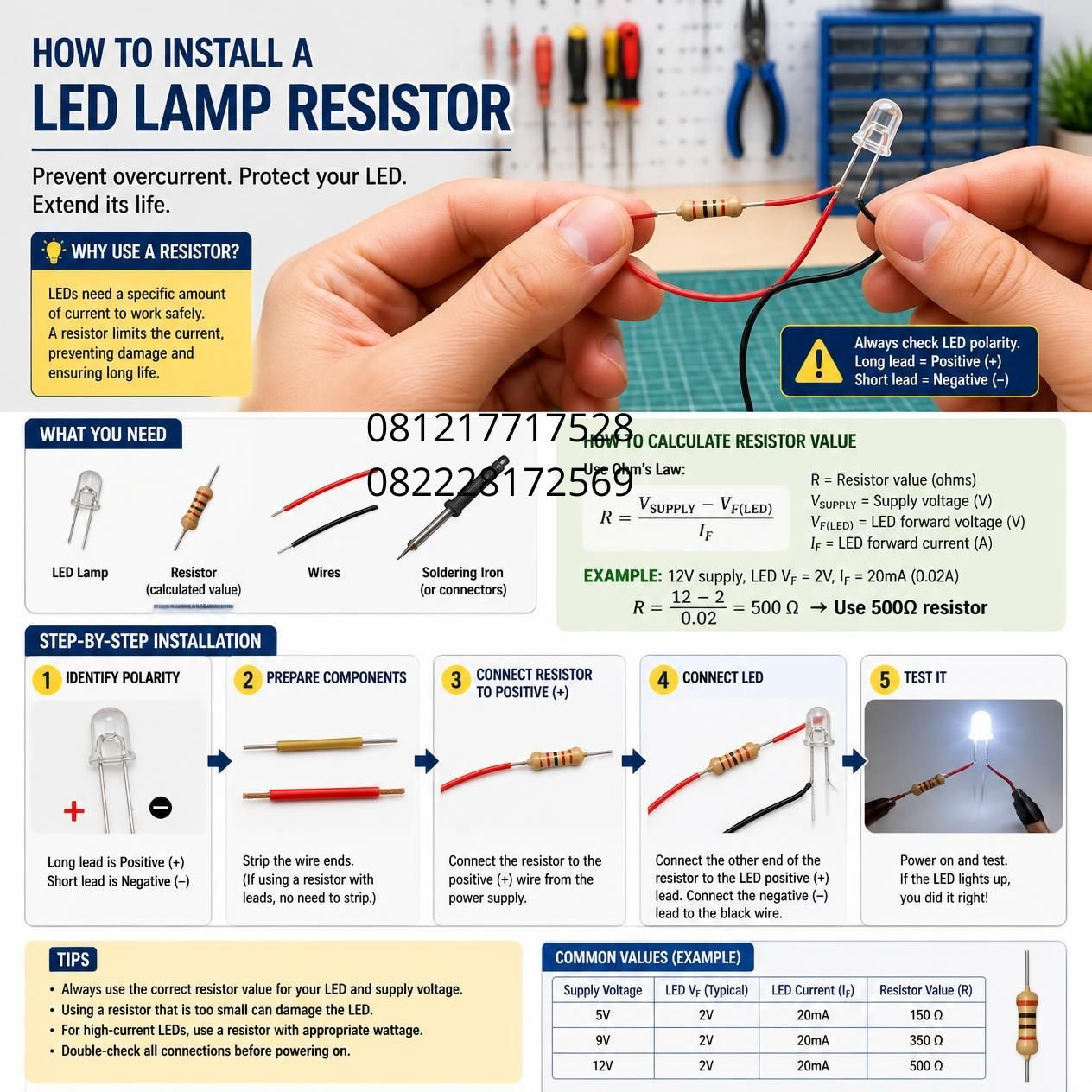 resistor untuk lampu LED