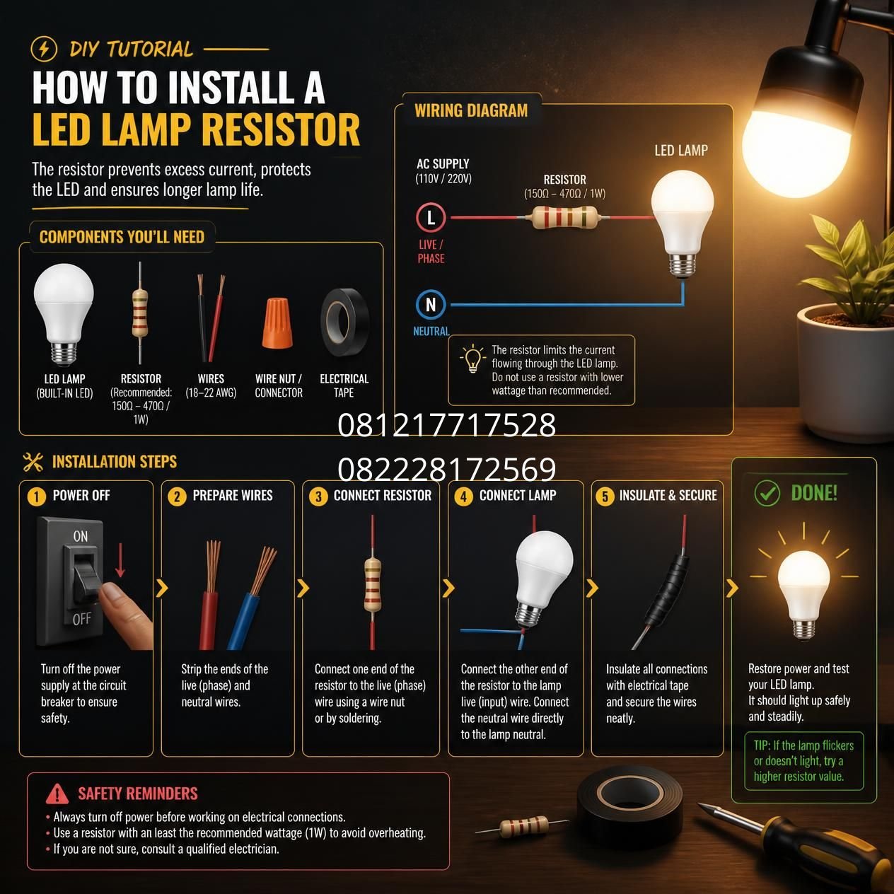 cara mengatasi lampu LED berkedip