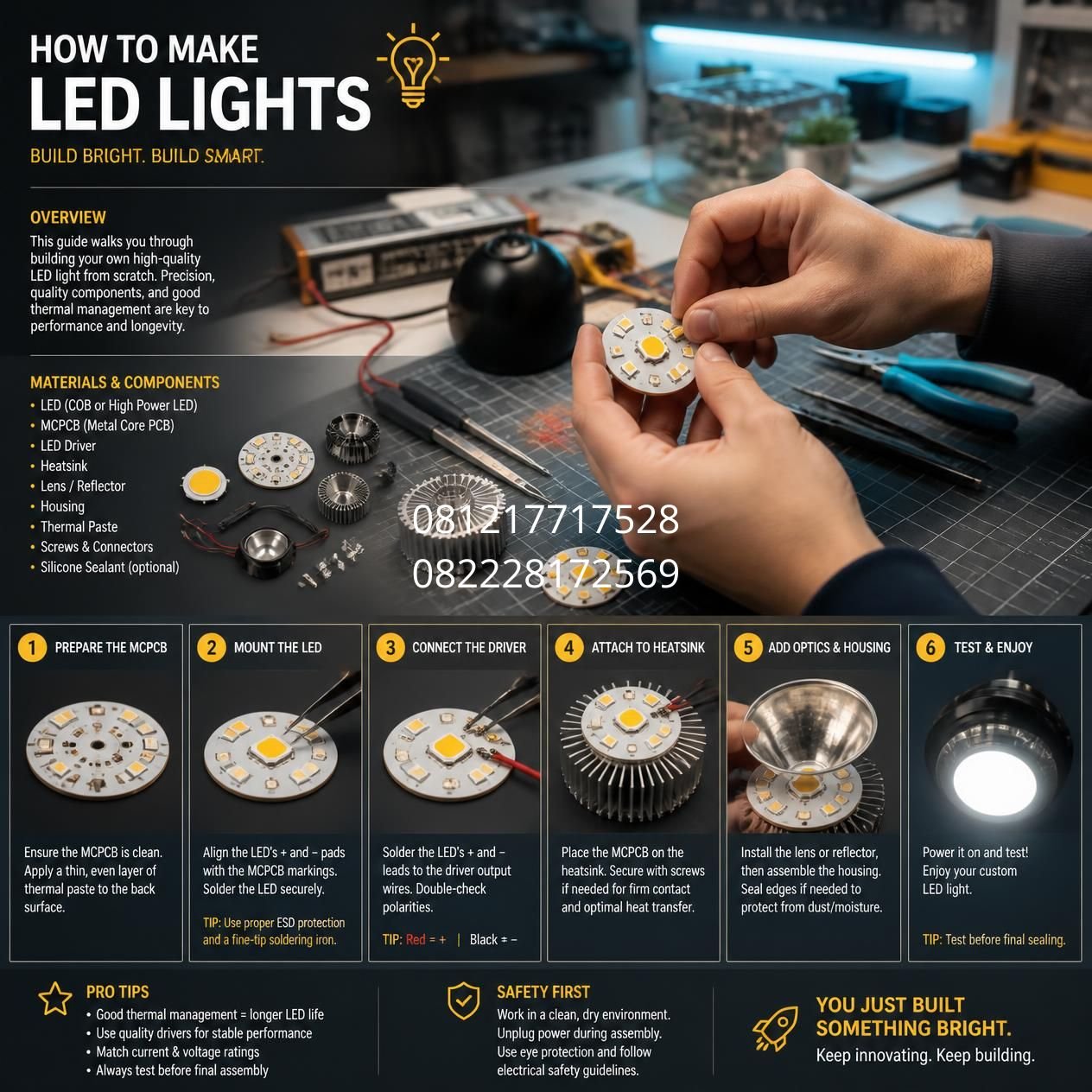 cara merakit lampu LED