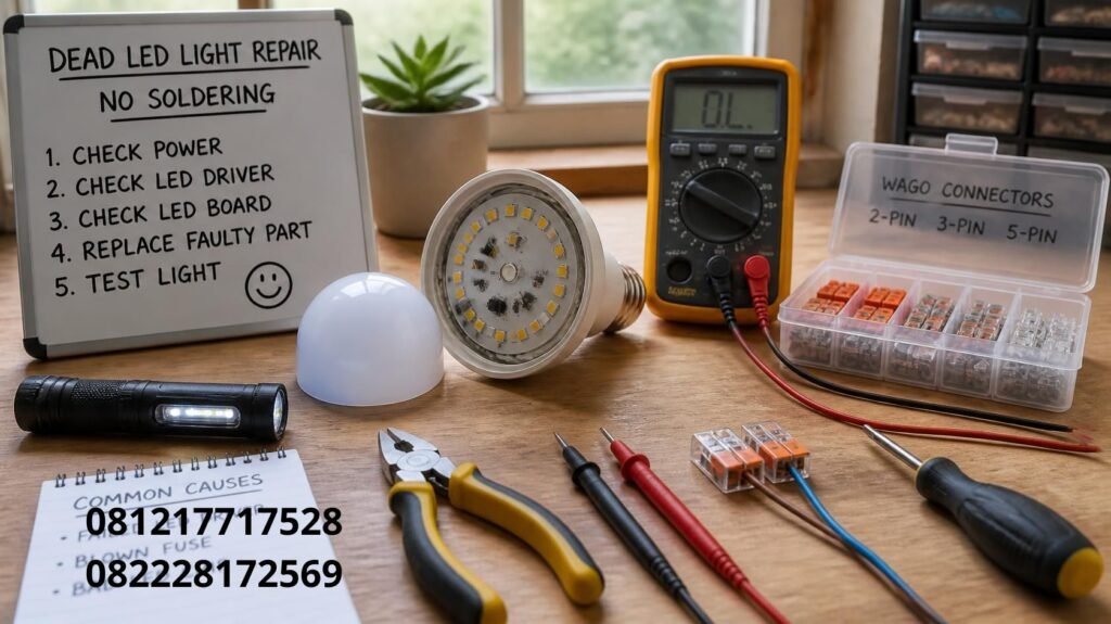 cara memperbaiki lampu LED mati total tanpa solder