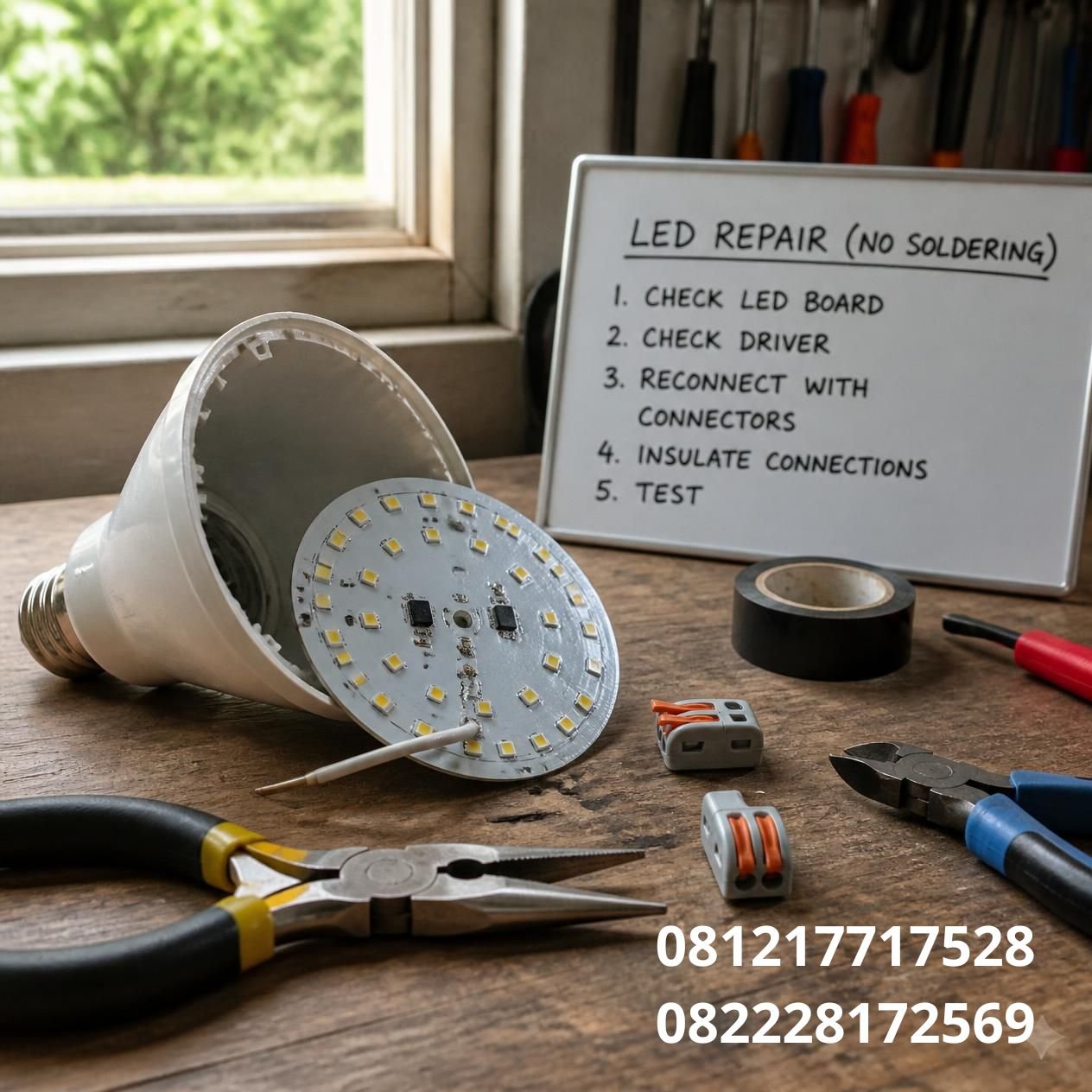 memperbaiki lampu LED rusak