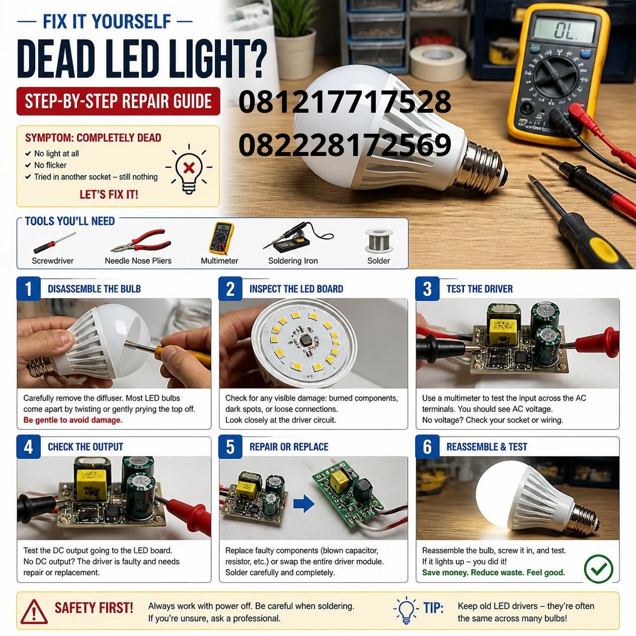 tips memperbaiki lampu LED