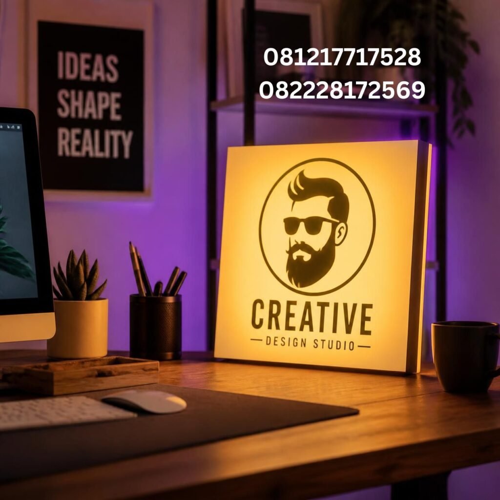 Lampu panel LED custom logo berkualitas