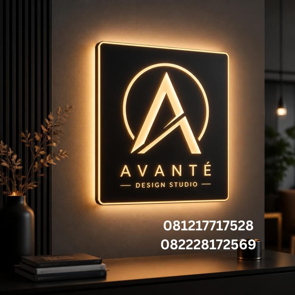 Lampu panel LED custom logo perusahaan